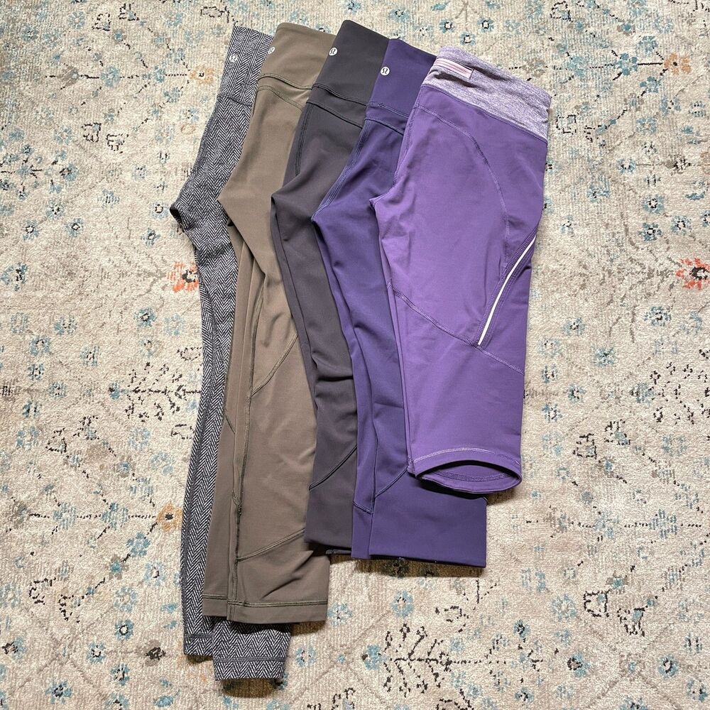 Lot of 5 LULULEMON ATHLETICA Womens Leggings Size 8 Workout Yoga Running